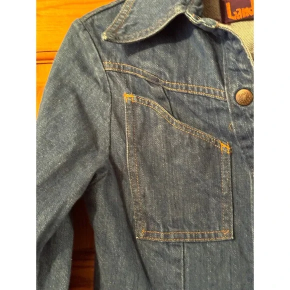 Vintage Landlubber Denim Dress Blue Snap Front Midi 70s Western Long Sleeve 7 - Picture 3 of 12